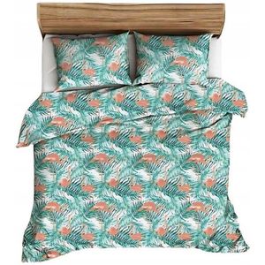 Kora Beddengoed Set 160x200cm Turquoise Wit Flamingo's