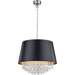 LED Hanglamp - Hangverlichting - Trion Lorena - E14 Fitting - Rond - Mat Zwart - Aluminium