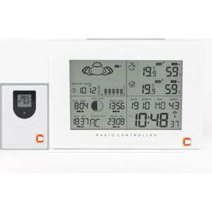 Cresta Care 370313370W Wit zeer uitgebreid digitaal weerstation voor binnen en buiten | Barometer | Maanstand |Zonnestand | Weersvoorspelling | Draadloze buitensensor.