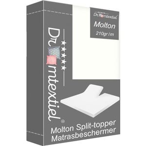Droomtextiel Splittopper Molton Matrasbeschermer Hoeslaken Stretch - 160 x 220 cm - Single Split - Hoogwaardige Kwaliteit - Perfecte Pasvorm