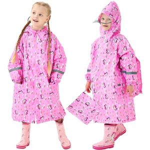 Waterdichte Kinderen Regenponcho met Capuchon - Ademend en Lichtgewicht - Voor 3-12 Jaar
