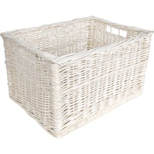 Creative Home Wit Rieten Mand Opbergdoos | met Handvatten | 40 x 30 x 24 cm (+/- 2 cm) | Handgemaakt Duurzaam | Ideaal voor Documenten, Kostbaarheden, Speelgoed, Gereedschap Voor Kinderen