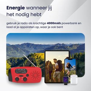 NIEUWSTE Noodradio 2025 - 4.000mAh - USB C - Noodradio Solar Opwindbaar - Noodradio Opwindbaar - Noodradio Opwindbaar En Batterij