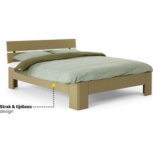 B Bright Fresh 500 Bed met Hoofdbord 160 x 210 cm - Bedframe Rietgroen - Bedombouw - Instaphoogte: 50cm - Tweepersoonsbedden