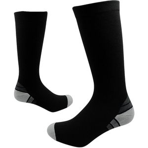 Sandside Compressiekousen 1 Paar Premium met E-book - Steunkousen Vrouwen en Mannen - Compressie sokken - Hardloopsokken - Sportsokken – 1 Paar - Maat L-XL – Zwart Grijs