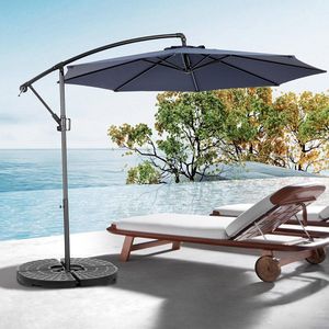 Sweiko Zweefparasol - Strandparasols - Achthoekig - Met Zwengel - Zonder Voet - Blauwgrijs