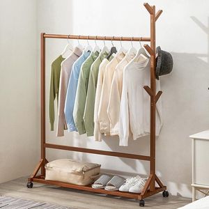 I Wannahave Bamboo Garderobe rek met wielen / Kapstok staand / Kapstokken / Kapstok haak / Bruin