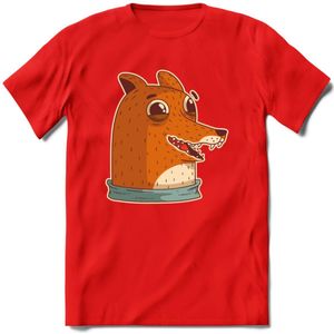 Lachende vos T-Shirt Grappig | Dieren honden Kleding Kado Heren / Dames | Animal Skateboard Cadeau shirt - Rood - XXL