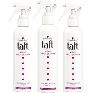 Schwarzkopf Taft Heat Protection Spray en Frizz Control - Hitte Beschermende Haar Spray tot 230 °C - Anti Pluis Effect Zonder te Plakken - Vegan en Siliconenvrij Hair Spray - 3 x 250 ml