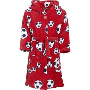 Playshoes - Fleece badjas voor kinderen - Voetbal - Rood - maat 110-116cm