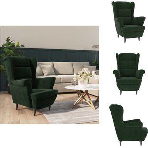 vidaXL Fauteuil Groen Fluweel - 81 x 90 x 96.5 cm - Stabiel Multiplex Frame - Comfortabele Zitting - 110 kg Draagvermogen - Fauteuil