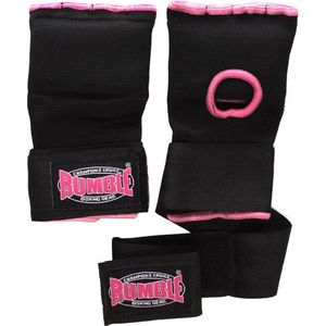 Rumble - Binnenhandschoenen Boksen - Bandage Boksen - Zwart-Roze met Stevige strap XS