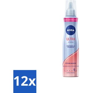 NIVEA - Stylingschuim - Ultra Sterk - Betrouwbaar Volume - 48 Uur Flexibele Fixatie - 150 ml - Voordeelverpakking - 12 stuks