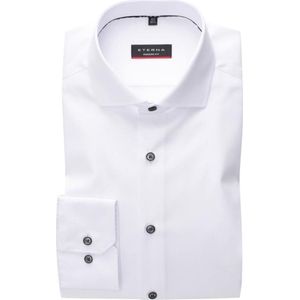 ETERNA modern fit overhemd - niet doorschijnend twill heren overhemd - wit (zwart contrast) - Strijkvrij - Boordmaat: 39