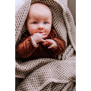 Wiegdeken wol - Pure Baby Love - bee - bruin