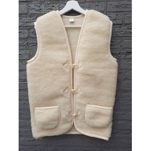 Schapenwollen bodywarmer 100% natuurproduct - Wit/creme - schapenwol - Maat XL - vest - wol