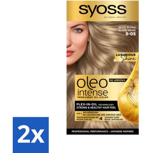 2 x SYOSS - Oleo Intense 8-05 Beige Blond - Haarverf - Zonder Ammoniak - Grijsdekking - Langdurige Kleur - Permanente Haarkleuring - Haarkleur - Haarkleur Zonder Ammoniak - Olie-formule - Grijsdekking