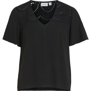 Vila T-shirt Vimesa Lace S/s Top - Noos 14092019 Black Dames Maat - 40