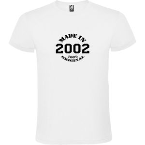Wit T-Shirt met “Made in 2002 / 100% Original “ Afbeelding Zwart Size XS