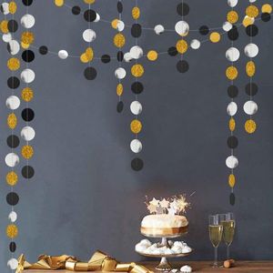 Kerst / Nieuwjaar / Oud en Nieuw - Verjaardag - Cirkel Glitter Goud en Glimmend Zilver Zwart Guirlande - Vlaggenlijn - Slinger - Vlag | Huwelijk - Geboorte - Feest - Jubileum - Bruiloft - Babyshower - Event - Wedding - Birthday party - Decoratie