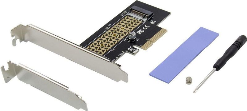 Adapter - PCIe x4 M.2 NVMe - Zwart - Compatibel met M.2 Key M SSD