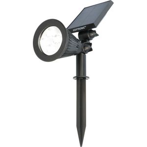 HOFTRONIC Bend - Solar Tuinspot - Zwart - IP65 Waterdicht - Schemerschakelaar - Tot 10 uur brandtijd - Kantelbaar - Winter solar - 6000K Daglicht wit - Tuinverlichting op zonne-energie - Ook als wandlamp te gebruiken