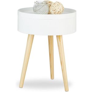 Bijzettafel rond Scandinavisch design met dienblad en opbergruimte - Wit - 50 x 38 cm Coffee Table Tray