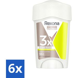 Rexona - Deodorant Stick - Maximum Protection Stress Control Dry - Tegen Stresszweet - 45 ml - Voordeelverpakking - 6 stuks