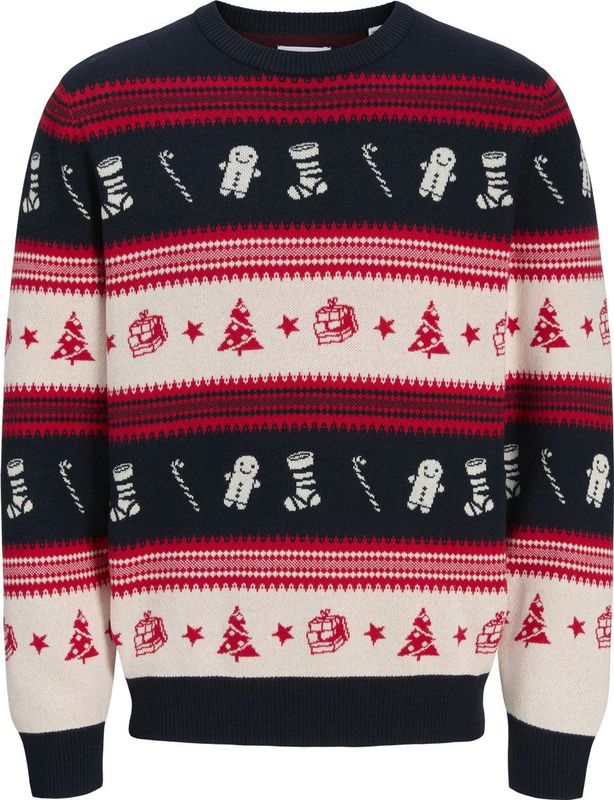 JACK & JONES kersttrui gebreid rood