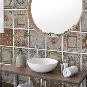 Tegelstickers voor Badkamer en Keuken - 24 Stuks 10x10 cm Waterbestendig PVC Mozaïek in Azulejos-stijl