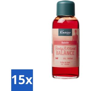 15 x Kneipp - Badolie - Body & Mind Balance - Iris & Vetiver - 100 ml - Iris - Vetiver - Natuurlijke Ingrediënten - Vegan - Huidverzorging