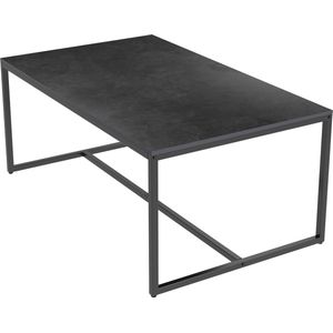 Salontafel Zwart Modern Marmer Woonkamertafel met metalen frame Scandinavisch Vierkant Bijzettafel Banktafel Huistafel 100 x 60 x 42 cm