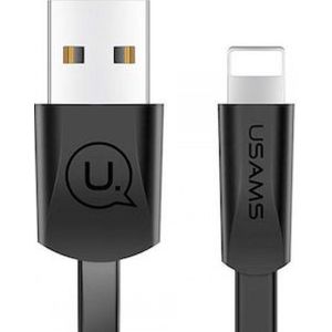 USAMS Platte Laad en Data Kabel - USB-A naar Apple Lightning - Zwart