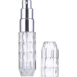 T.O.M. Parfumverstuiver-Parfum Refill Fles 5 ML - Crystal/Zilver- Parfum verstuiver navulbaar - Verstuiver flesje leeg - Draagbare Mini navulbare Spray - Navulling Parfum flesje - Hervulbare Parfumfles - Travel Size