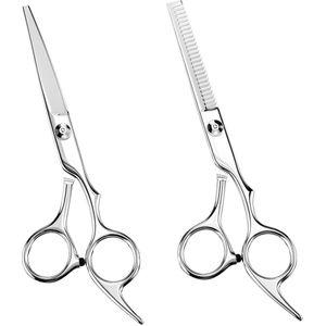 Crrynuo 2 roestvrijstalen kappersschaar - extra scherp - precisie knip- en stylingschaar - voor het uitdunnen en stylen van haar - geschikt voor thuis-kapsalons en kapperszaken