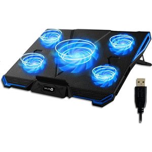 Laptopkoeler Stand maximale koeling Voorkom oververhitting Bescherm uw laptop 5 fans 2200 & 1200 tpm koelkussen voor computer PS5 PS4 Xbox One Blue New versie