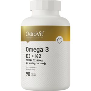 OstroVit - Omega 3 + D3+K2 - 90 capsules - Visolie - Vitamine D3 + K2 - Supplement - 1000mg - hart, botten, hersenen en immuunsysteem