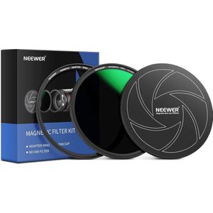 62mm 3-in-1 ND Magnetisch Lens Filter Set - Inclusief 10-Stop Vaste Neutrale Dichtheid ND1000 Filter + Adapterring + Lens Filter Kap met 42-Laags Coating/Ultra Dun/Krasbestendig HD Optisch Glas - X01NSK739