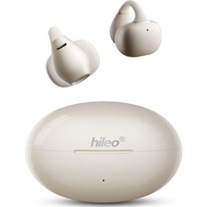 hileo hi86 - Draadloze Oordopjes met Oplaadcase – Beige - Ear clip Air Conduction - Sport - Open-Ear - Bluetooth V5.4 – Draadloze oortjes – Geschikt voor IOS/Android - HD audio