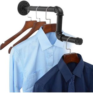 Goodivery ® Wandgemonteerde industriële pijpkledingrail Rustiek ijzeren kledingrek Kledingopslag Displaybar Handdoekstang voor winkelleven Garderobejas Z Type