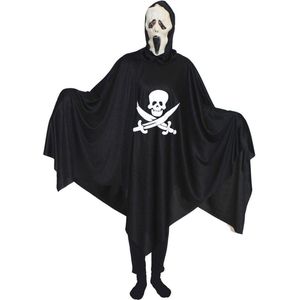 Verkleedpak poncho met doodshoofd en masker volwassene Skullbone Spirit One Size