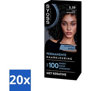 20 x SYOSS - Coloration 3-59 Cool Donkerbruin - Haarverf - Grijsdekking - Vermindert Haarbreuk - Haarverf - Grijsdekking - Donkerbruin - Keratine - Haarverzorging