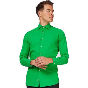 OppoSuits Evergreen Shirt - Heren Overhemd - Casual Effen Gekleurd - Groen - Maat EU 41/42