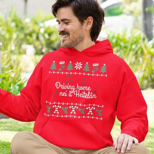 Friese Kerst Hoodie Rood Driving Home Nei It Heitelân - Maat XS - Uniseks Fit - Kerstkleding Voor Dames & Heren