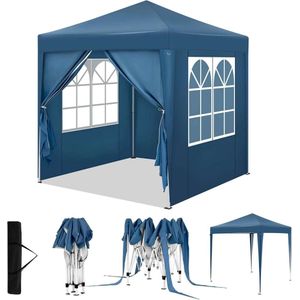 WARRAICH-Gazebo 2x2m, waterafstotend met UV-bescherming 50+, inclusief 4 zijwanden, blauw