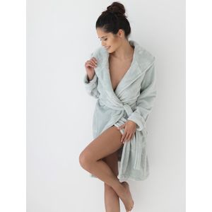 Sensis Warme Dames Badjas Fleece Groen Garden L/XL