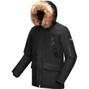 Heren Jas winter met Ballin Est. 2013 Parka Philipp Print - Zwart - Maat XXL