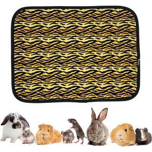 Strooiselmat Voor knaagdieren - Fleece - 76x81 cm - Tijgerprint - Bodembedekking - Voor konijn, cavia, muis, fret, chinchilla, rat