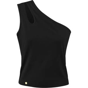 Eén schouder top - singlet - dames - zwart - maat S