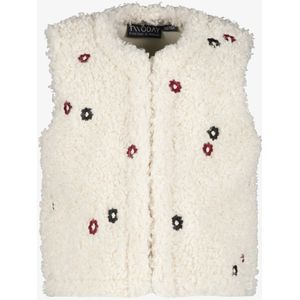 TwoDay meisjes teddy gilet met bloemetjes wit - Maat 92